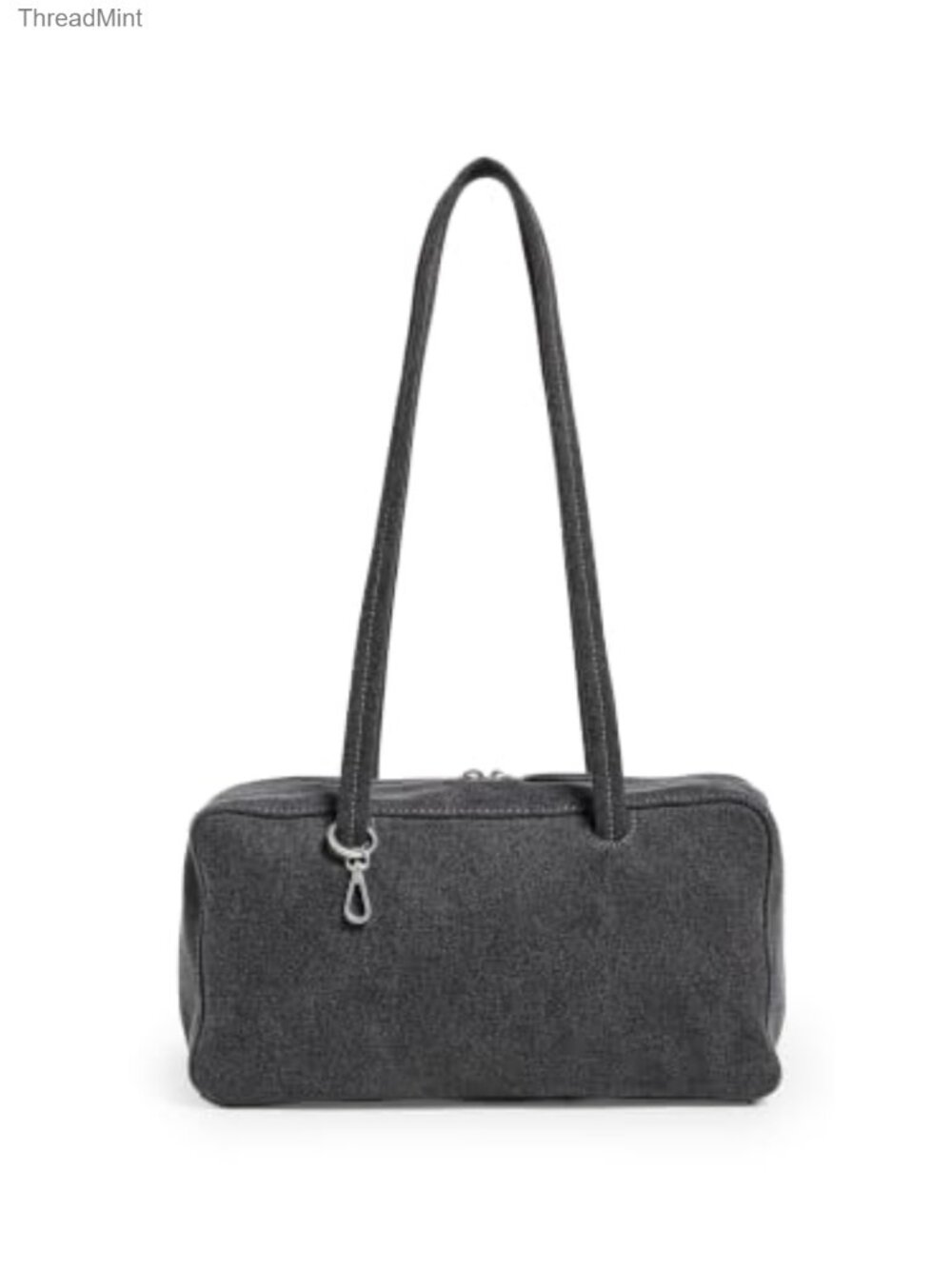 Recycled Cotton Denim Bowler Bag With Interior Zip Pocket